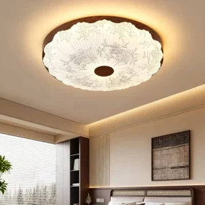 French Cream Style Bedroom Ceiling Lamp with Iron Base Acrylic Cover Recessed Mount LED 3 Color Temperatures D50CM Diameter