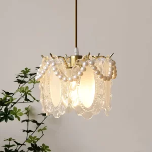 French Entry Luxury Shell Glass Chandelier Modern American Style Small Size for Restaurant Bedroom Hotel Bedside Lamps