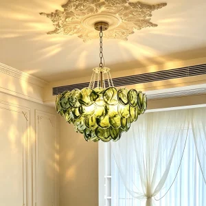 French Luxury Pendant Lamp Villa Wedding Banquet Hall Iron Blue Glass Ceiling Chandelier Light for Hotel Living Room Bedroom