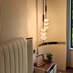 French Metal Artificial Marble LED Pendant Light Suspension Chandelier 3500K Warm White 1 Year Warranty 90 260V Living Lighting