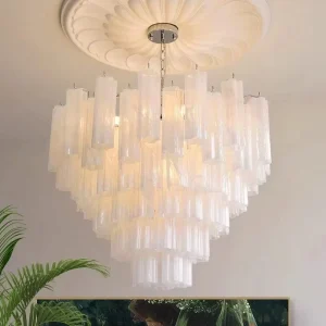 French Retro Iron Adjustable Height Chandelier Pendant Lights Murano Glass LED for Villa Living Dining