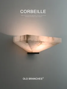 French Retro LED Retro Alabaster Wall Lamp Living Room Corridor Hotel Corridor Bedroom Environment Bedside Lamp