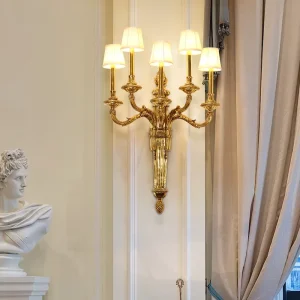 French Style Indoor Luxury Decorative Brass Wall Sconce Light Antique Brass Wall Lamp