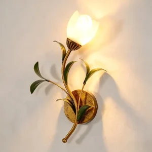 French Style LED Wall Lamp Iron and Glass Construction Modern Minimalist Design for Living Room Bedroom Bedside Lighting