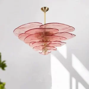French Vintage Italian Designer Chandelier Romantic Glass Dining Room Bedroom Ceiling Adjustable Height Pendant Light