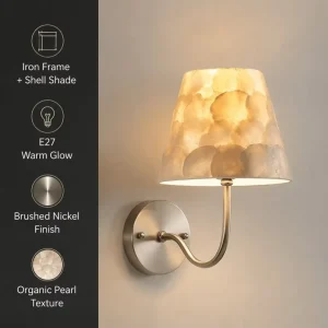 French Vintage Shell Wall Sconce Luxury Bedside Lamp American Retro Foyer Hallway Aisle Light Living Room Background Wall Light