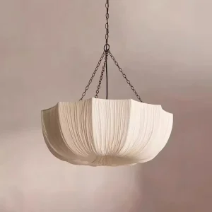 French Vintage Style Umbrella Wabi-sabi Style Fabric Chandelier Pendant Light for Living Room Bedroom Restaurant
