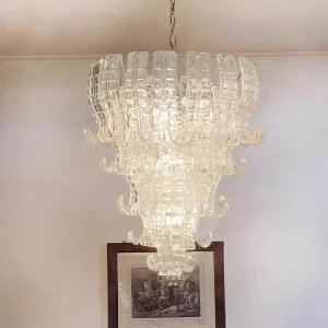 French style Modern Round Glass Pendant Lamp Luxury Chandelier for Dining and Living Room Acrylic Warm White Light Home Decor