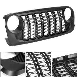 Front Bumper Car ABS Grill with DRL and Turn Signal Light Accessories Grille for Jeep Wrangler JL Gladiator JT