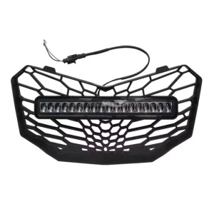 Front Bumper Grill with LED Light bar Bront Mesh Grille for Can Am Maverick Trail Sport Max