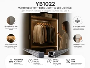 Front Edge Mounted Wardrobe Light LED Closet Lighting No Groove Installation Cabinet Side Panel Lamp for Furniture YB1022-0