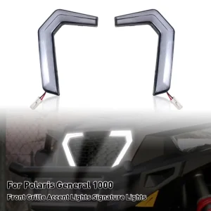 Front Grille Accent Fang Lights with Turn Signal Light and DRL Signature Lamp for Polaris General 1000