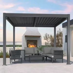 Full Aluminum Freestanding Electric Louver Sun Canopy