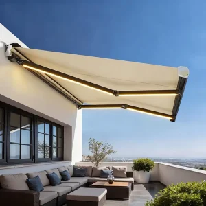 Full Cassette Retractable Awning Waterproof UV Heavy Duty Outdoor Rain Canopy Electric Remote Control for Residential