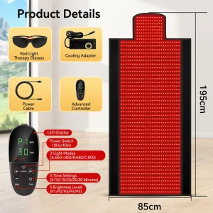Full Custom 660nm 850nm 190x85CM Red Light Therapy Mat 1370 LEDs Heating and Pain Relief for Body and Hands Home Use