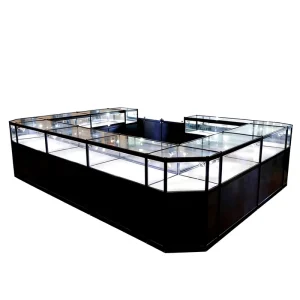 Full Set Smoke Store Display Furniture Solution Aluminium Frame Tempered Glass Showcase LED Retail Store Luxury Brand Boutique