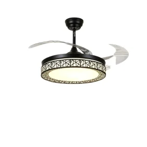Full Spectrum Modern Ceiling mounted LED Fan Light Variable speed Operation Virtually Invisible Design Wrought Iron Construction