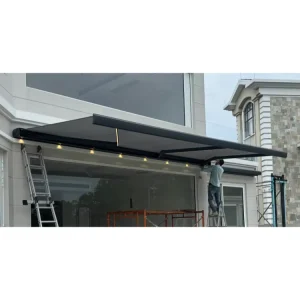 Full panel Automatic Sunshade Canopy Aluminium Retractable Roof Awning Garden Patio with Led Lights