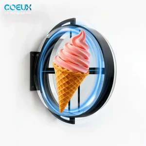 Fully Automatic Circular 3D Lightbox Custom Logo Double Sided Display Outdoor Advertising Sign Wall Hanging Light Box