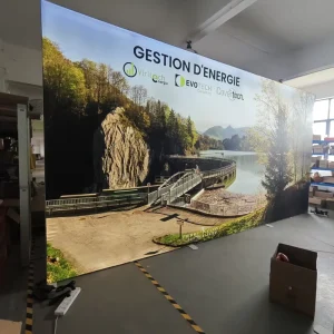GESTION DENERGIE Exhibition Backwall SEG Light Box Large Backdrop for Energy Management Trade Show Booth Display