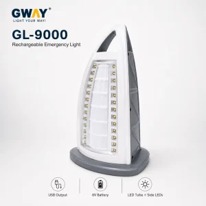 GL 9000 Rechargeable Emergency LED Light 6V 4.5Ah Battery USB Output 68 Tube +30 Side LEDs