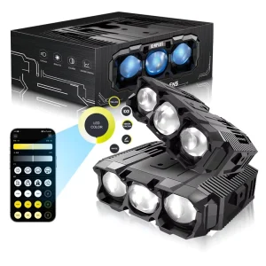 GM01 APP Control LED Auxiliary Light 60000LM Triple Color Grille Spotlight IP68 Waterproof for Car Truck Motorcycle