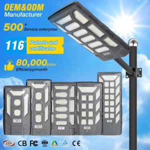 Garden Parking Lot IP66 Waterproof ABS 300W 500W 1000W 2000W Integrated All in One Solar Street Lights