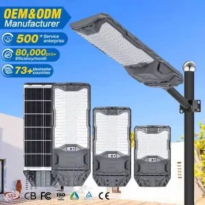 Garden Parking Lot Lighting Outdoor Waterproof IP66 Streetlight 100W 200W 300W ABS All in One LED Solar Street Light