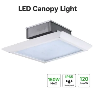 Gas Station Lighting Aluminium Material PC Lens Embedded Mounted IP65 80W 100W 150W LED Canopy Light
