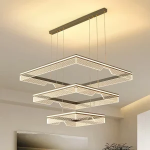 Geometric Square Showroom Living Room Pendant Light Trendy Bedroom Restaurant Square Acrylic Chandelier