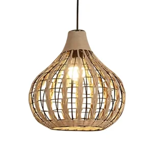 Geometric Woven Rattan Pendant Light Sculptural Bamboo Hanging Lamp Rustic Modern Bedroom Hotel Decor