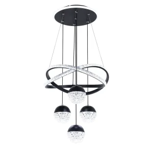 German Warehouse Luxury Modern LED Chandelier Black Pendant Light for Living Room Wedding Dining Hotel Lobby Adjustable Height