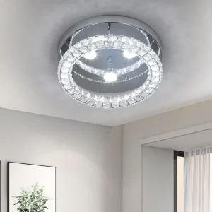 German Warehouse Modern Crystal Round Mounted Indoor Led Ceiling Light for Room Decorating Home Illumination