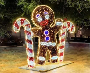 Giant Outdoor LED Lighted Christmas Bear Tree Gingerbread Candy Cane Gift Box Balls 3D Motif Light Christmas Decorations