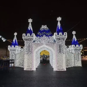 Giant Walk Through Light Castle Outdoor Commercial Christmas & Halloween PVC 3D LED Motif Arch with Snowflake Street Park