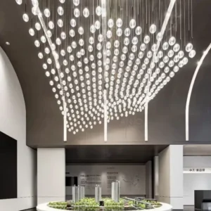 Glass Chandelier Pendant Lamp Luxury High Ceiling Modern Light