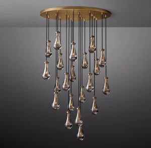 Glass Customizable Luxury Lighting Chandelier Room Dining Modern Lighting Fixtures Crystal Rain Round Chandelier