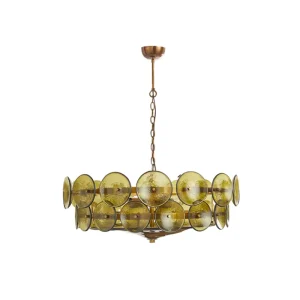 Glass Disc Chandelier Vintage Mid-Century Modern Pendant Light for Dining Room Living Room Foyer