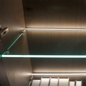 Glass Edge LED Clip on Cabinet Shelf Light with Aluminum Alloy T Profile 10mm Thickness Cutting Welding Services