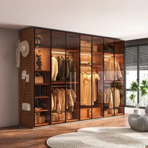 Glass Light Luxury Large Capacity Moistureproof Mildew proof Bedroom L shaped Corner Wardrobe Cabinet