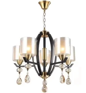 Glass Shade Classic Chandelier Black Crystal Pendant Light for Home Hotel Decoration Vintage Style Pendant Light (7025-5P)