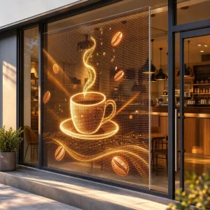 Glass Window Transparent LED Screen Film for Coffee Shop Advertising
