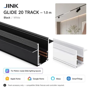 Glide 20 Track 1m for Matter Ready Lighting System Black White Recessed Rail Apple Google Alexa SmartThings