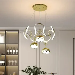 Gold Art Modern LED Chandelier Indoor Decoration Home Restaurant Villa Metal Warm White