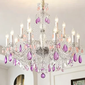 Gold Crystal LED Chandelier Modern Pendant Lights Adjustable Height 3000K Warm Light 50000 Hours Lifespan Dining Living