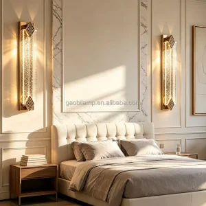 Gold Crystal Wall Lamp Long LED Wall Sconce for Bedroom Living Room Hotel Hallway Interior