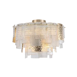 Gold Handmade Glass Round Luxury Bedroom Villa Ceiling Lamp