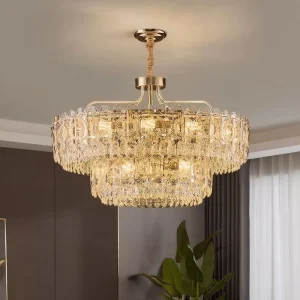 Gold LED Clear Pendant Light Modern Crystal Chandelier Lighting Luxury Lampe Lustres Living Room Decor Chandelier Lamparas