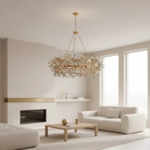 Gold Luxury Crystal Chandelier Ceiling Pendant Light for Hotel Living Room Bedroom Hanging Lighting