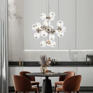 Gold Luxury Glass Ball Chandelier LED Pendant Light Indoor Hanging Lamp Warm White Light 2 Year Warranty for Dining Living